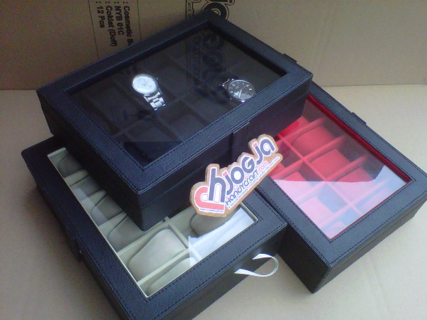 Elegan Watch Box Organizer Isi 12 Black inner Black