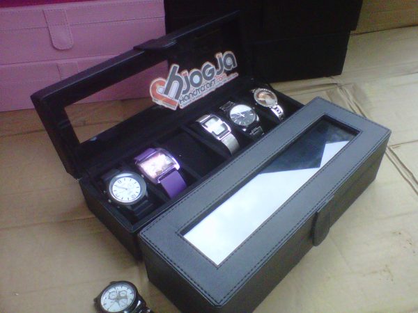 Full Black Watch Box Organizer For 6 Watches