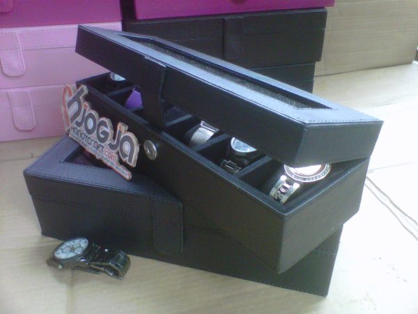 Full Black Watch Box Organizer For 6 Watches