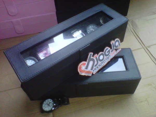 Full Black Watch Box Organizer For 6 Watches