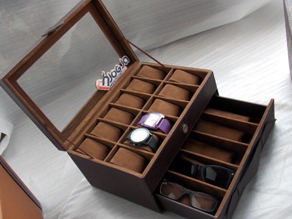 Brown Watch mix Glasses Box Organizer Brown Watch mix Glasses Box Organizer