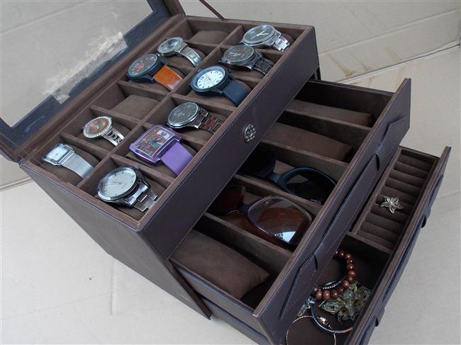 Watch Box Organizer For 12 Watches Mix Glasses and Accesories Drawer Watch Box Organizer For 12 Watches Mix Glasses and Accesories Drawer