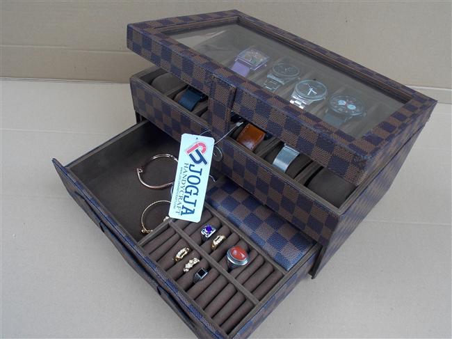 LV DAMIER BOX JAM TANGAN ISI 12 MIX LACI ACCESORIES