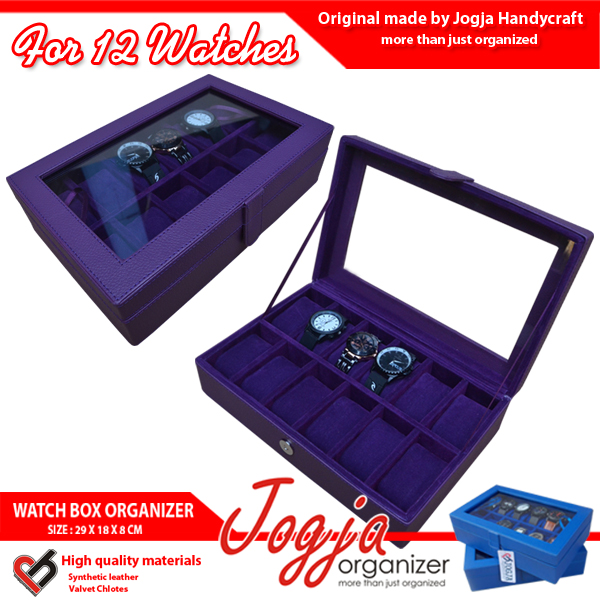 Full Purple Watch Box For 12 Pcs Watches | Kotak Jam Isi 12