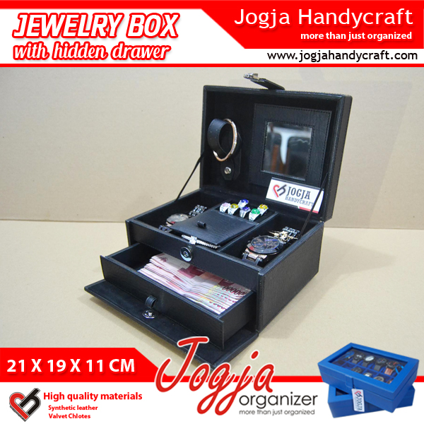 Full Black Jewlery Box With Hidden Drawer