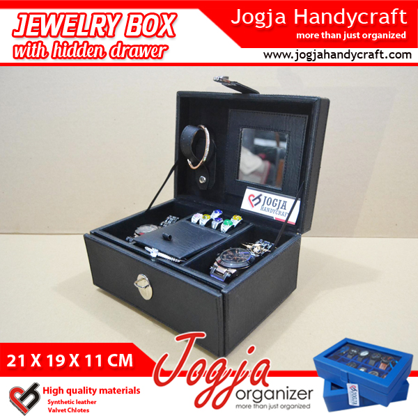 Full Black Jewlery Box With Hidden Drawer