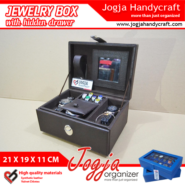 Full Black Jewlery Box With Hidden Drawer