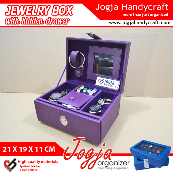Full Purple  Jewlery Box With Hidden Drawer