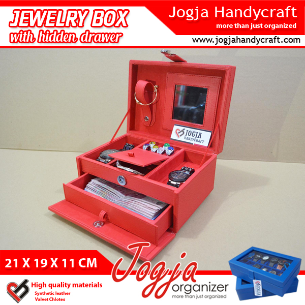Full Red Jewlery Box With Hidden Drawer