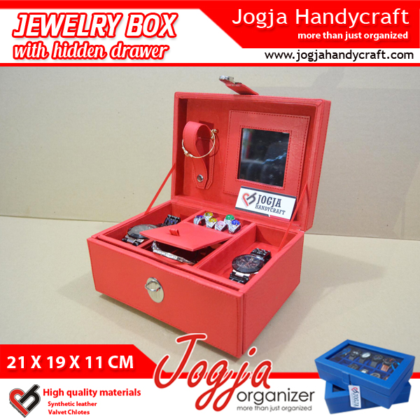 Full Red Jewlery Box With Hidden Drawer