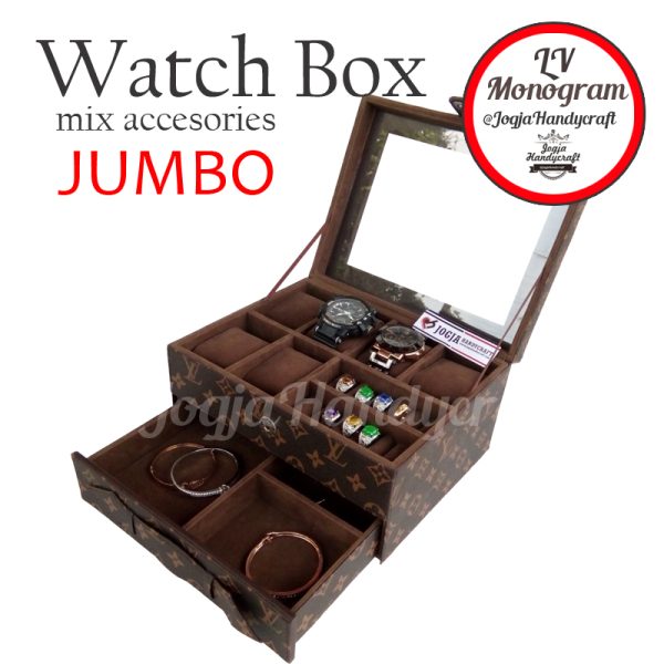 Kotak Tempat Jam Tangan Sport mix Tempat Perhiasan LV Monogram