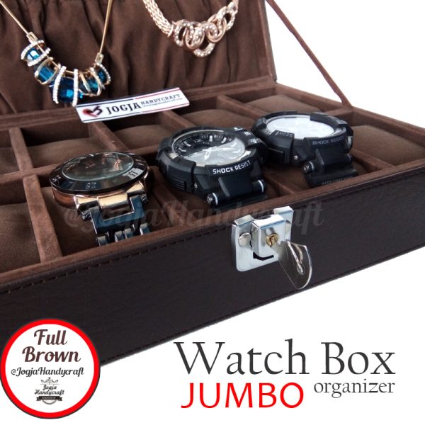 Exclusive Large Size Watch Box With Lock [Dark Brown]