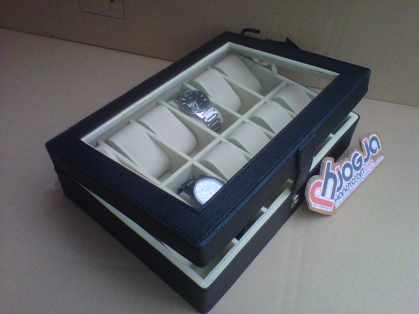 Black Elegan Watch Box Organizer Isi 12