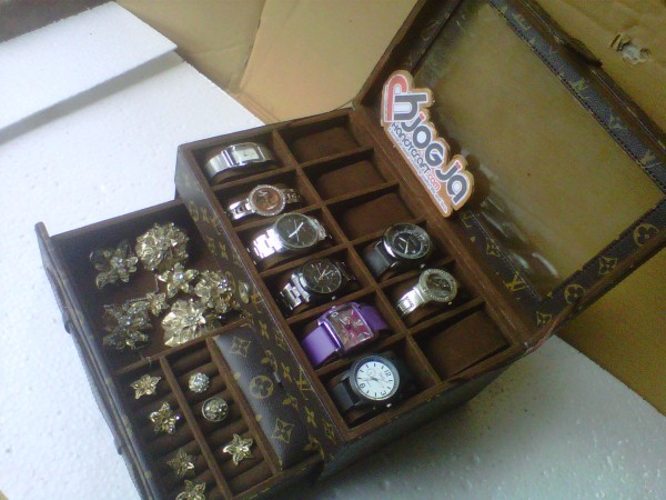 New Box Jam Tangan Mix Accesories Drawer Jogja Handycraft Motif LV