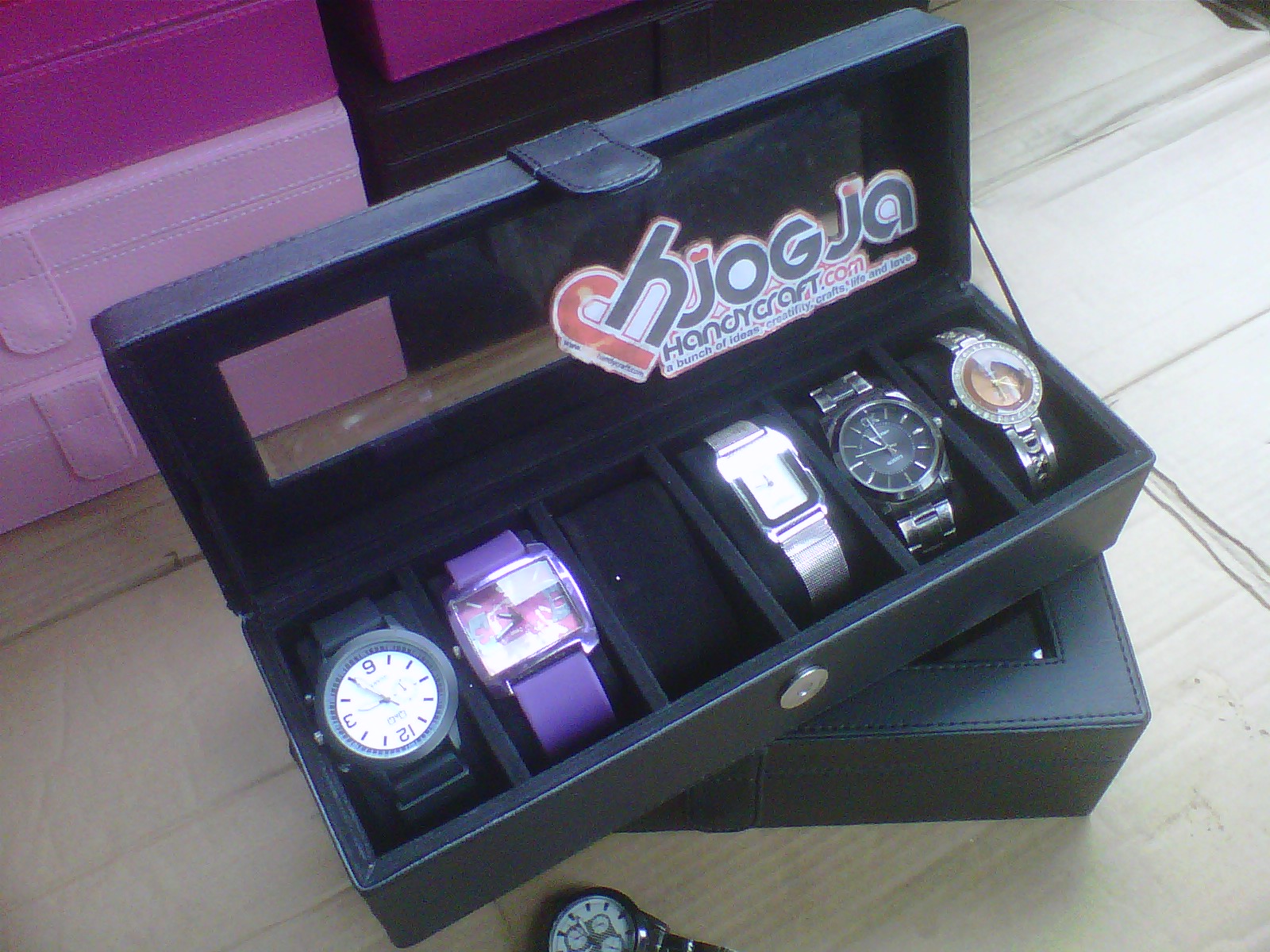 Full Black Watch Box Organizer For 6 Watches