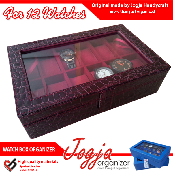 Maroon Croco Kotak Jam Isi 12
