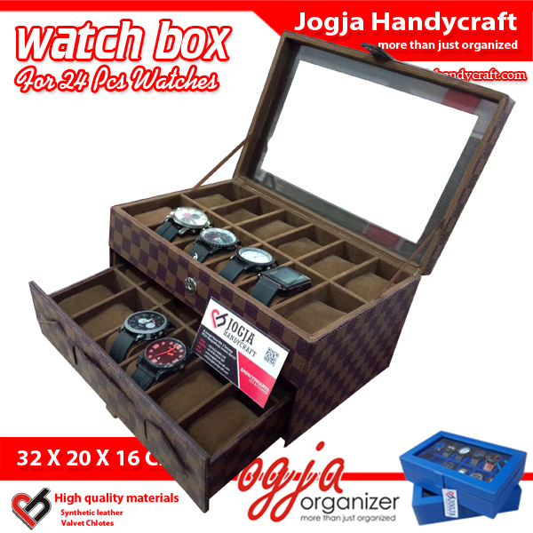 Box Jam Tangan 24 Motif Damier l Tempat Jam Tangan l Kotak Jam Tangan