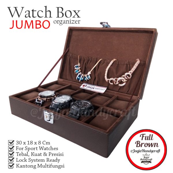 Exclusive Watch Box With Lock | Kotak Tempat Jam Tangan Full Brown