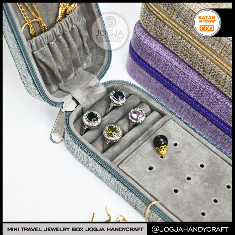 Travel Mini Jewelry Box Tempat Penyimpanan Perhiasan Emas & Aksesoris Kalung, Cincin, Anting, Gelang