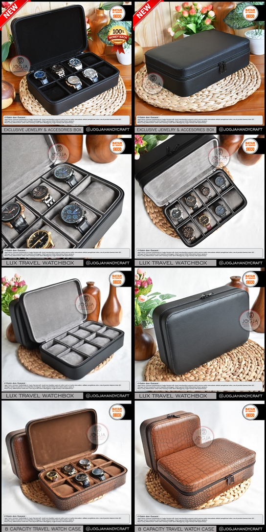 8 Slots PREMIUM Travel Watch Box For Sport Watches - Tempat Jam Tangan Travel Jumbo