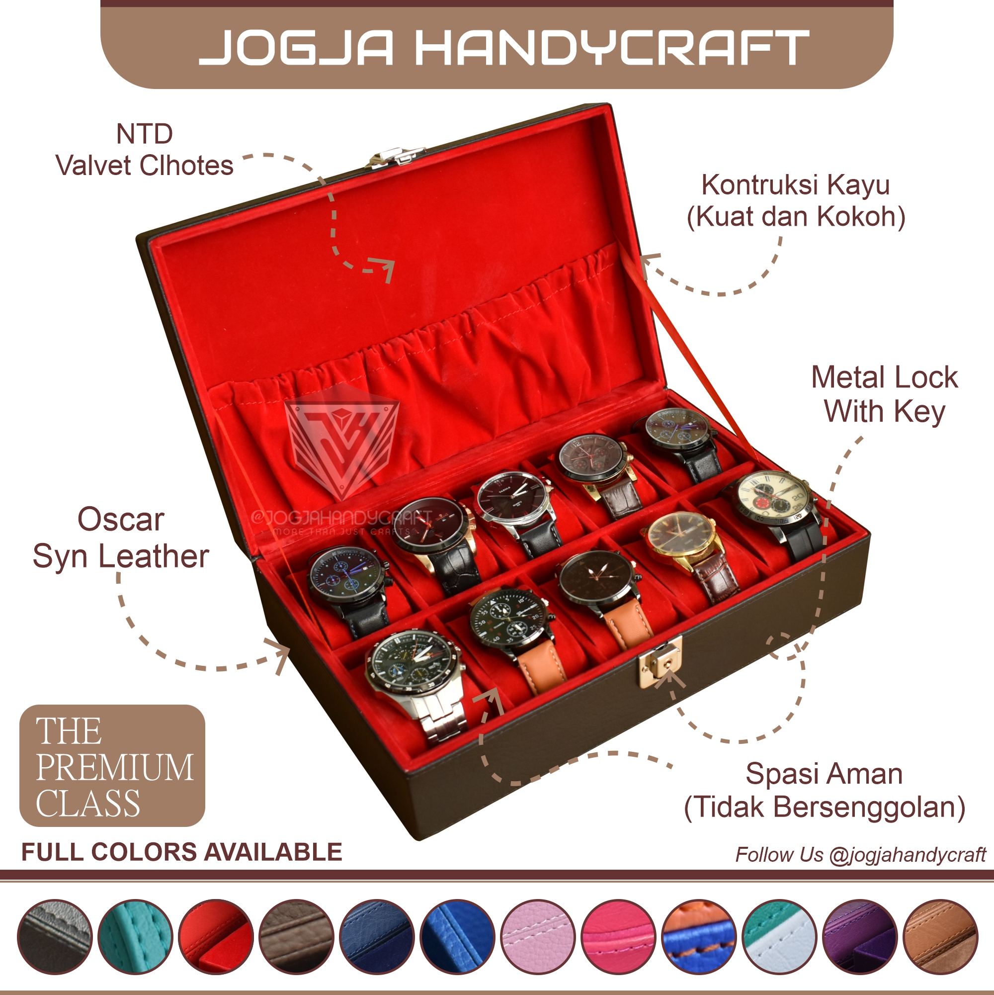 BJ10exc PROMO GAMBAR UTAMA Watch Box Storage For 10 Sport Watches With Lock
