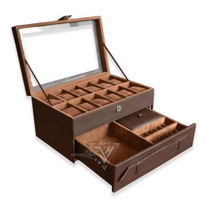 12 Slot Watch Box Mix Accesories Drawer - Kotak Jam Tangan Isi 12 Plus Laci Tempat Perhiasan - Gambar 7