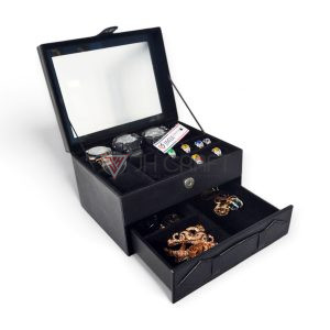 2 in 1 Watch Box Organizer - Kotak Tempat Jam Tangan Jumbo isi 6 Plus Laci Tempat Perhiasan - Gambar 7