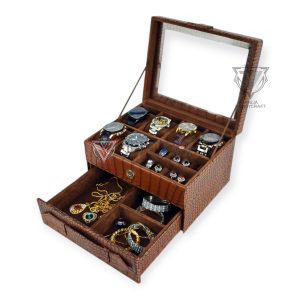2 in 1 Watch Box Organizer - Kotak Tempat Jam Tangan Jumbo isi 6 Plus Laci Tempat Perhiasan - Gambar 5