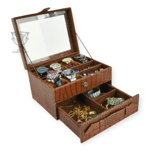 2 in 1 Watch Box Organizer - Kotak Tempat Jam Tangan Jumbo isi 6 Plus Laci Tempat Perhiasan