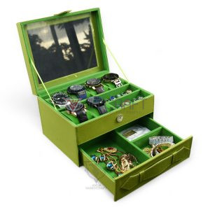 2 in 1 Watch Box Organizer - Kotak Tempat Jam Tangan Jumbo isi 6 Plus Laci Tempat Perhiasan - Gambar 10